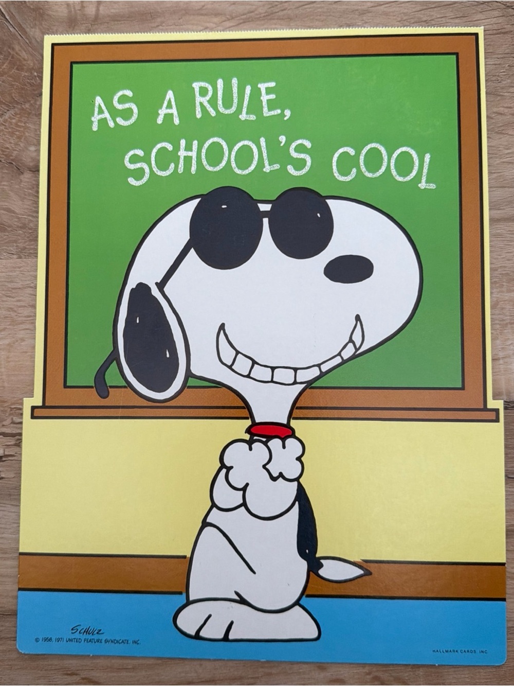 Vintage Die Cut Wall Decoration Schools Cool Snoopy Peanuts 1971 UFS Schulz